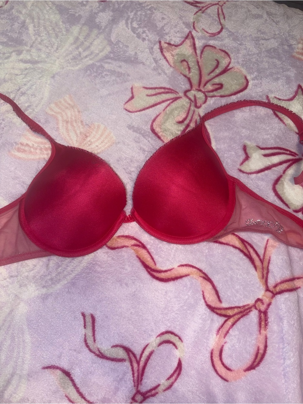 Victoria's Secret Hot Pink Satin Push-Up Bra